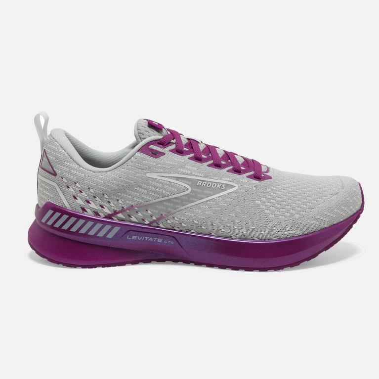 Brooks Levitate Gts 5 Womens Springy Road Running Shoes - Grey/Lavender Purple/Baton Rouge - Philipp